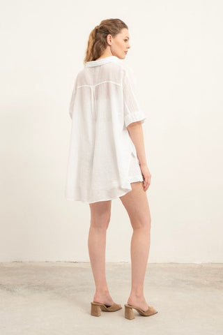 Thin Buttonless Oversize Shirt - Shirt
