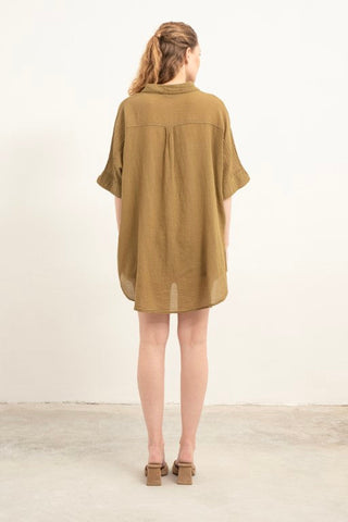 Thin Buttonless Oversize Shirt - Shirt