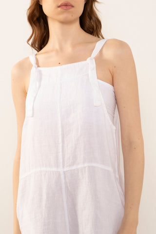 Pure Linen Pocketed Short Sleeveless Jumpsuit - Jumpsuit