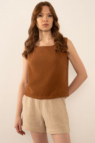 Muslin Sleeveless Women's Blouse