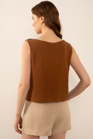 Muslin Sleeveless Women's Blouse