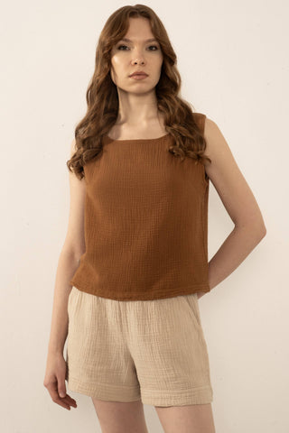 Muslin Sleeveless Women's Blouse