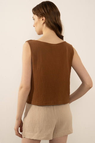 Muslin Sleeveless Women's Blouse