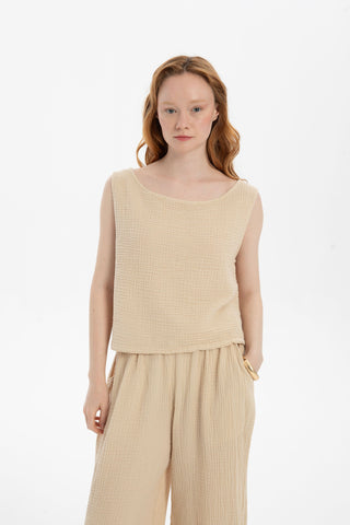 Muslin Sleeveless Women's Blouse