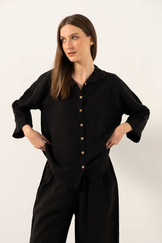 Pure Linen Batwing Sleeve Women's Shirt