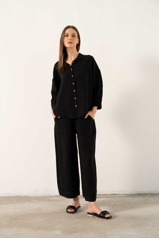 Pure Linen Batwing Sleeve Women's Shirt