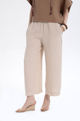 Raw Linen Palazzo Trousers - Trousers