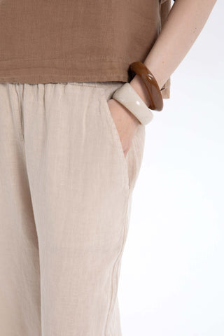 Raw Linen Palazzo Trousers - Trousers