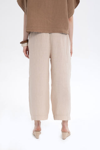 Raw Linen Palazzo Trousers - Trousers