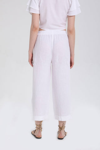 Raw Linen Palazzo Trousers - Trousers