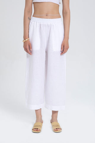 Raw Linen Palazzo Trousers - Trousers