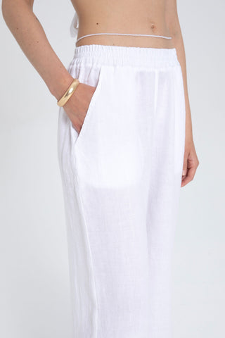 Raw Linen Palazzo Trousers - Trousers
