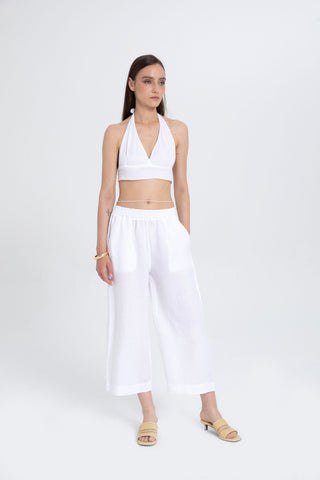 Raw Linen Palazzo Trousers - Trousers