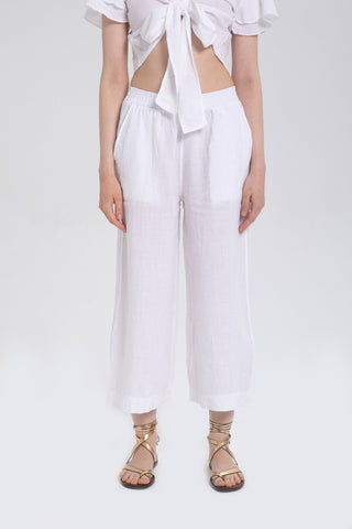 Raw Linen Palazzo Trousers - Trousers