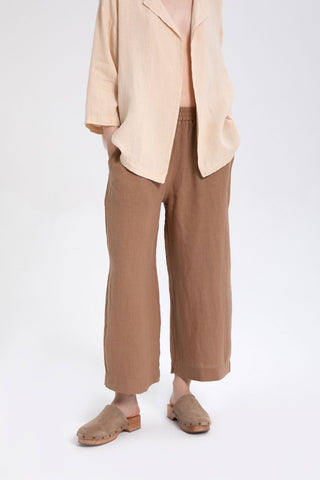 Raw Linen Palazzo Trousers - Trousers