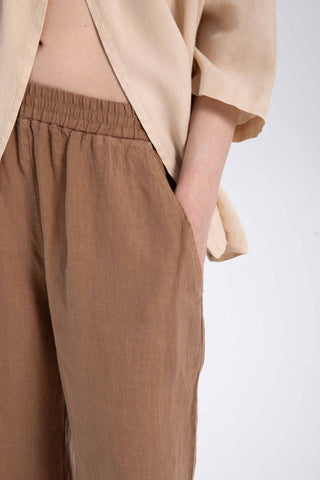 Raw Linen Palazzo Trousers - Trousers
