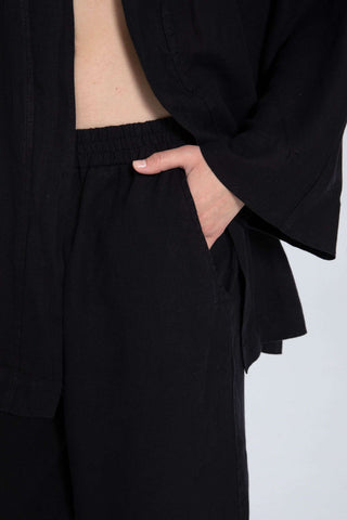 Raw Linen Palazzo Trousers - Trousers