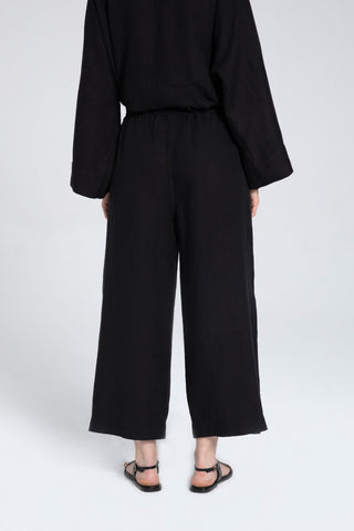Raw Linen Palazzo Trousers - Trousers