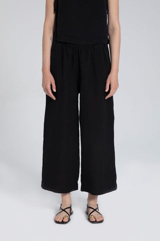 Raw Linen Palazzo Trousers - Trousers