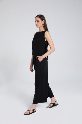 Raw Linen Palazzo Trousers - Trousers