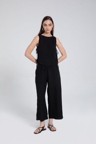 Raw Linen Palazzo Trousers - Trousers