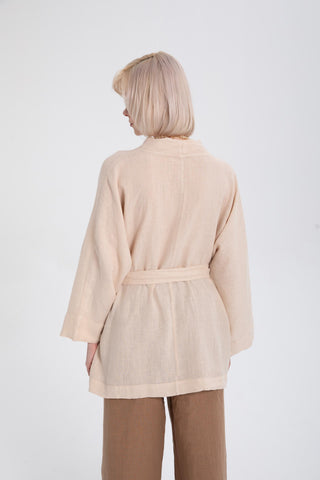 Pure Linen Short Kimono - Kimono
