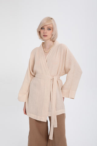 Pure Linen Short Kimono - Kimono