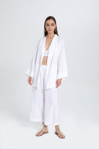 Pure Linen Short Kimono - Kimono
