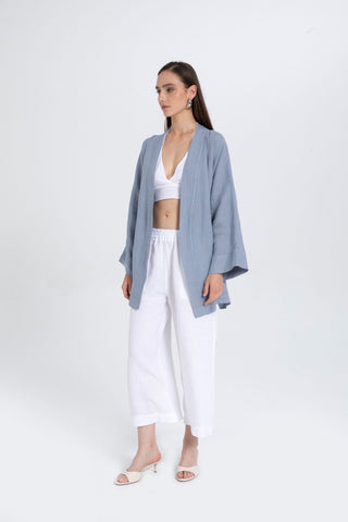 Pure Linen Short Kimono - Kimono