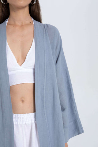 Pure Linen Short Kimono - Kimono