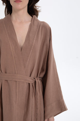 Pure Linen Short Kimono - Kimono