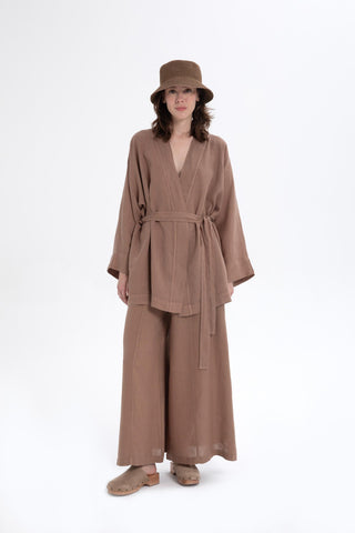 Pure Linen Short Kimono - Kimono