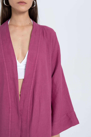 Pure Linen Short Kimono - Kimono