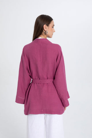 Pure Linen Short Kimono - Kimono