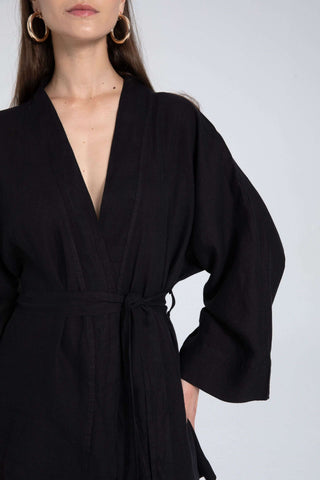 Pure Linen Short Kimono - Kimono