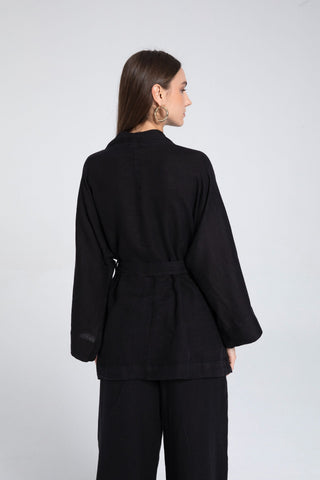 Pure Linen Short Kimono - Kimono