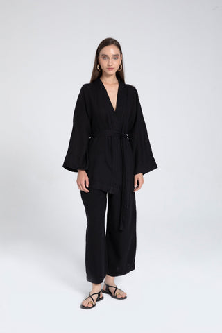 Pure Linen Short Kimono - Kimono