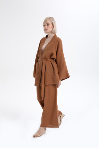 Pure Linen Short Kimono - Kimono