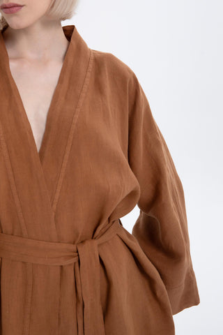 Pure Linen Short Kimono - Kimono
