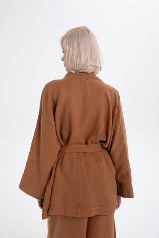 Pure Linen Short Kimono - Kimono