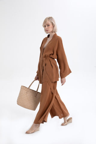 Pure Linen Short Kimono - Kimono