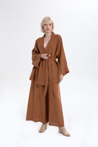 Pure Linen Short Kimono - Kimono