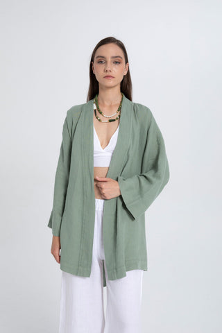 Pure Linen Short Kimono - Kimono