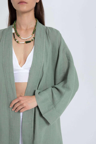 Pure Linen Short Kimono - Kimono