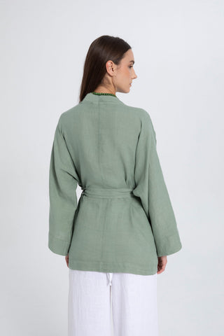 Pure Linen Short Kimono - Kimono