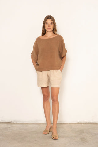 Pure Linen Batwing Sleeve Blouse
