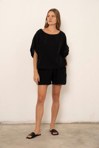 Pure Linen Batwing Sleeve Blouse