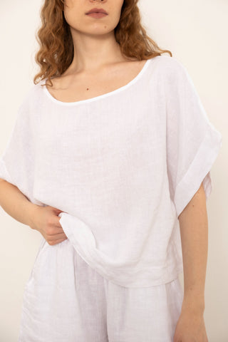 Pure Linen Batwing Sleeve Blouse
