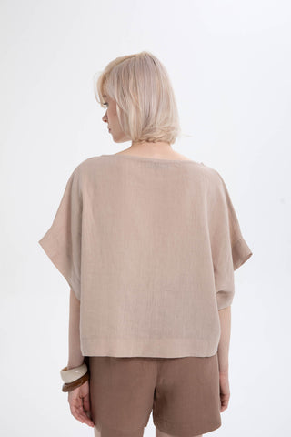 Pure Linen Batwing Sleeve Blouse