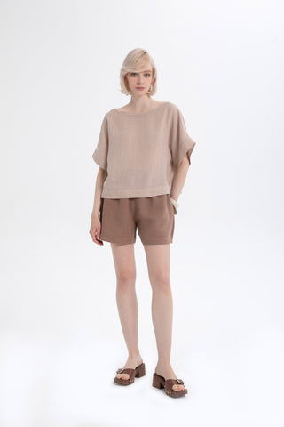 Pure Linen Batwing Sleeve Blouse